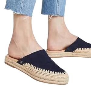 Sam Edelman Women's Espadrille Flat‎ Mules Size 7.5 Navy Blue Suede Nautical